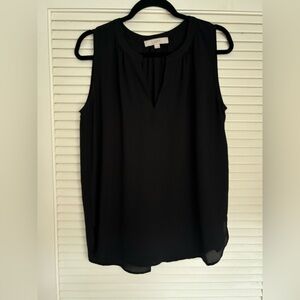 LOFT Black Sleeveless Notched Blouse